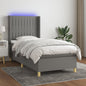 JUNG Vida Boxspringbett mit Matratze & LED Dunkelgrau 100x200 cm Stoff