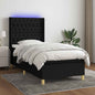 JUNG Vida Boxspringbett mit Matratze & LED Schwarz 90x190 cm Stoff