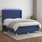 JUNG Vida Boxspringbett mit Matratze & LED Blau 140x200 cm Stoff