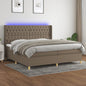 JUNG Vida Boxspringbett mit Matratze & LED Taupe 200x200 cm Stoff