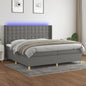 JUNG Vida Boxspringbett mit Matratze & LED Dunkelgrau 200x200 cm Stoff