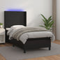 JUNG Vida Boxspringbett mit Matratze & LED Schwarz 90x190 cm Kunstleder