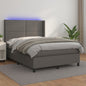 JUNG Vida Boxspringbett mit Matratze & LED Grau 140x200 cm Kunstleder