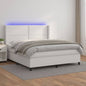 JUNG Vida Boxspringbett mit Matratze & LED Weiß 180x200 cm Kunstleder