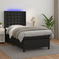 JUNG Vida Boxspringbett mit Matratze & LED Schwarz 90x200 cm Kunstleder