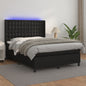 JUNG Vida Boxspringbett mit Matratze & LED Schwarz 140x190 cm Kunstleder
