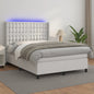 JUNG Vida Boxspringbett mit Matratze & LED Weiß 140x200 cm Kunstleder