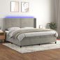 JUNG Vida Boxspringbett mit Matratze & LED Hellgrau 200x200 cm Samt
