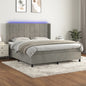 JUNG Vida Boxspringbett mit Matratze & LED Hellgrau 180x200 cm Samt