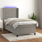 JUNG Vida Boxspringbett mit Matratze & LED Hellgrau 80x200 cm Samt