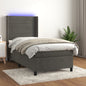 JUNG Vida Boxspringbett mit Matratze & LED Dunkelgrau 100x200 cm Samt