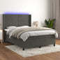JUNG Vida Boxspringbett mit Matratze & LED Dunkelgrau 140x200 cm Samt