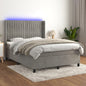 JUNG Vida Boxspringbett mit Matratze & LED Hellgrau 140x200 cm Samt