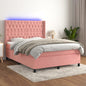 JUNG Vida Boxspringbett mit Matratze & LED Rosa 140x190 cm Samt