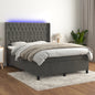 JUNG Vida Boxspringbett mit Matratze & LED Dunkelgrau 140x200 cm Samt