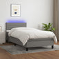 JUNG Vida Boxspringbett mit Matratze & LED Dunkelgrau 100x200 cm Stoff