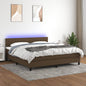 JUNG Vida Boxspringbett mit Matratze & LED Dunkelbraun 160x200 cm Stoff