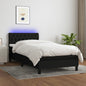 JUNG Vida Boxspringbett mit Matratze & LED Schwarz 90x190 cm Stoff
