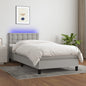 JUNG Vida Boxspringbett mit Matratze & LED Hellgrau 90x200 cm Stoff