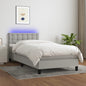 JUNG Vida Boxspringbett mit Matratze & LED Hellgrau 100x200 cm Stoff