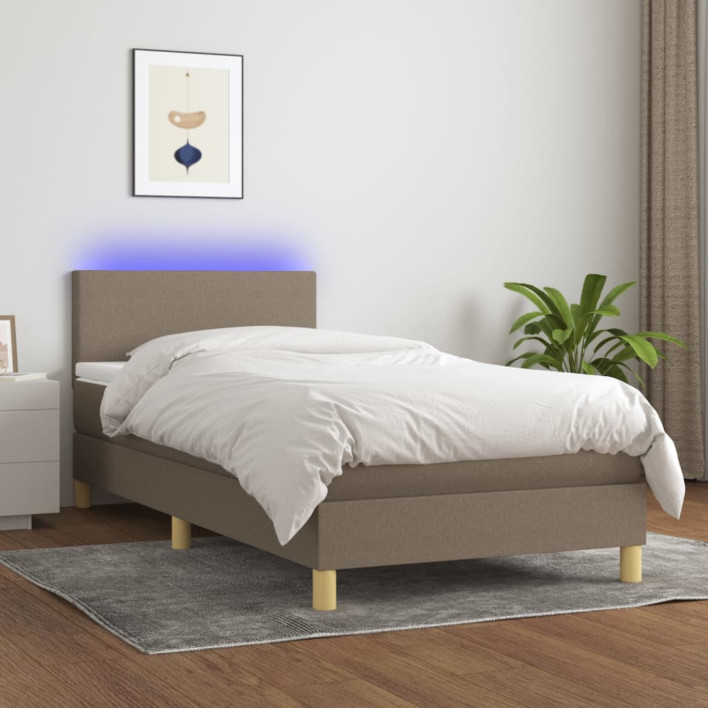 JUNG Vida Boxspringbett mit Matratze & LED Taupe 90x200 cm Stoff