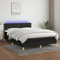 JUNG Vida Boxspringbett mit Matratze & LED Schwarz 140x190 cm Stoff