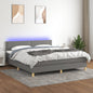 JUNG Vida Boxspringbett mit Matratze & LED Dunkelgrau 160x200 cm Stoff