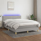JUNG Vida Boxspringbett mit Matratze & LED Hellgrau 140x190 cm Stoff