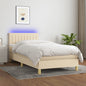 JUNG Vida Boxspringbett mit Matratze & LED Creme 100x200 cm Stoff