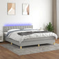 JUNG Vida Boxspringbett mit Matratze & LED Hellgrau 180x200 cm Stoff