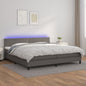 JUNG Vida Boxspringbett mit Matratze & LED Grau 200x200 cm Kunstleder