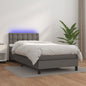 JUNG Vida Boxspringbett mit Matratze & LED Grau 80x200 cm Kunstleder
