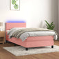 JUNG Vida Boxspringbett mit Matratze & LED Rosa 90x200 cm Samt