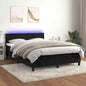JUNG Vida Boxspringbett mit Matratze & LED Schwarz 140x190 cm Samt
