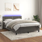 JUNG Vida Boxspringbett mit Matratze & LED Dunkelgrau 140x190 cm Samt