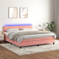 JUNG Vida Boxspringbett mit Matratze & LED Rosa 180x200 cm Samt