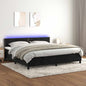 JUNG Vida Boxspringbett mit Matratze & LED Schwarz 200x200 cm Samt