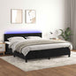 JUNG Vida Boxspringbett mit Matratze & LED Schwarz 180x200 cm Samt