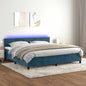 JUNG Vida Boxspringbett mit Matratze & LED Dunkelblau 200x200 cm Samt