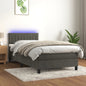 JUNG Vida Boxspringbett mit Matratze & LED Dunkelgrau 90x190 cm Samt