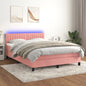 JUNG Vida Boxspringbett mit Matratze & LED Rosa 140x190 cm Samt