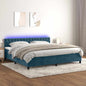 JUNG Vida Boxspringbett mit Matratze & LED Dunkelblau 200x200 cm Samt