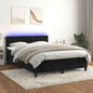 JUNG Vida Boxspringbett mit Matratze & LED Schwarz 140x200 cm Samt