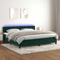 JUNG Vida Boxspringbett mit Matratze & LED Dunkelgrün 200x200 cm Samt