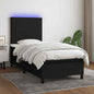 JUNG Vida Boxspringbett mit Matratze & LED Schwarz 80x200 cm Stoff