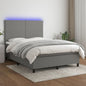 JUNG Vida Boxspringbett mit Matratze & LED Dunkelgrau 140x190 cm Stoff