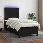 JUNG Vida Boxspringbett mit Matratze & LED Schwarz 100x200 cm Stoff