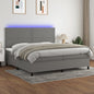 JUNG Vida Boxspringbett mit Matratze & LED Dunkelgrau 200x200 cm Stoff