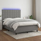 JUNG Vida Boxspringbett mit Matratze & LED Dunkelgrau 140x190 cm Stoff