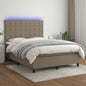 JUNG Vida Boxspringbett mit Matratze & LED Taupe 140x190 cm Stoff